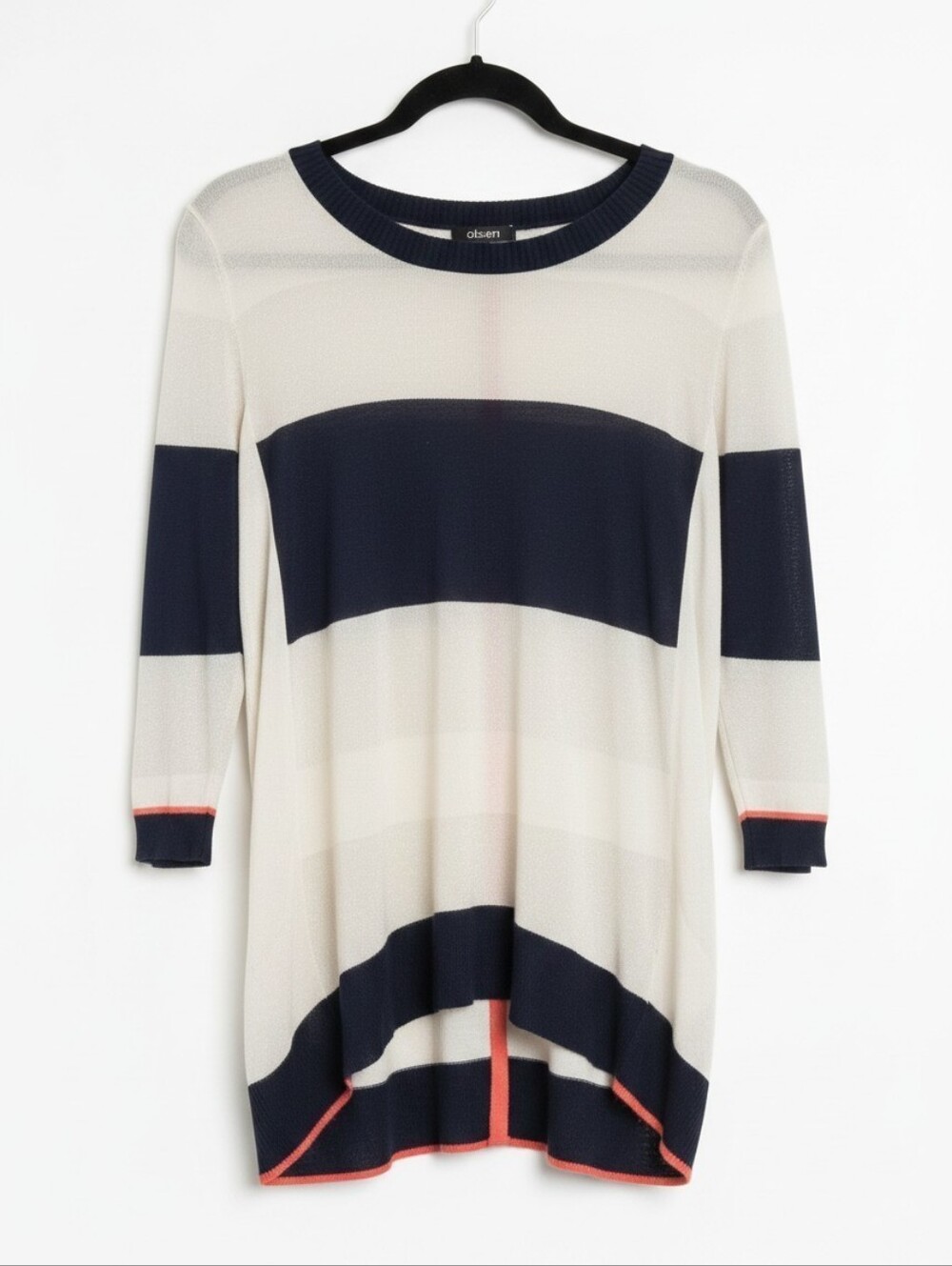 Olsen White and Navy Stripe Lightweight Women's Sweater